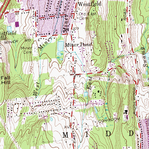 Topographic Map of Middletown Bible Church, CT