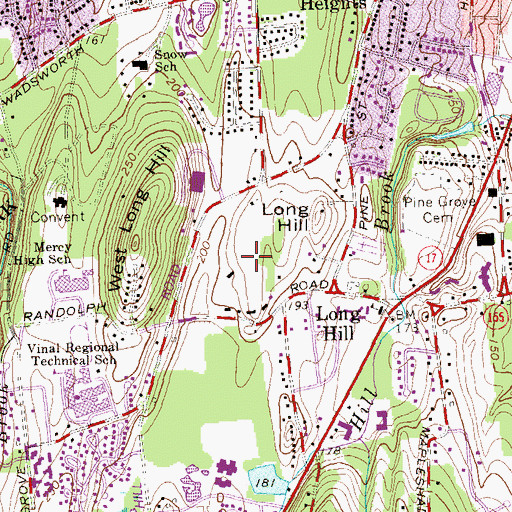 Topographic Map of Middletown Nature Gardens, CT