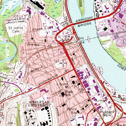 Topographic Map of Mortimer Cemetery, CT