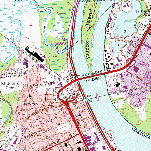 Topographic Map of Mount Hope First Baptist Church, CT