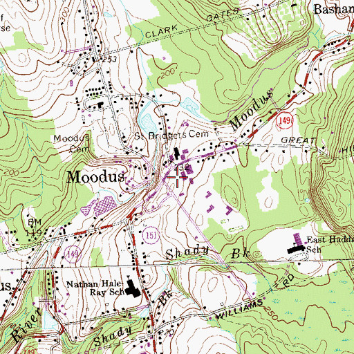 Topographic Map of Nathan Hale Place, CT