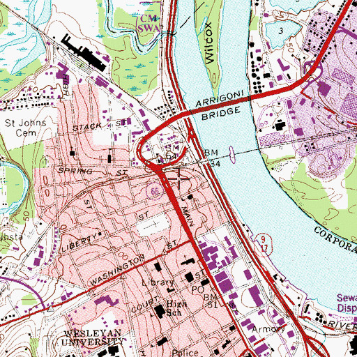 Topographic Map of New Hope Bible Way Church, CT