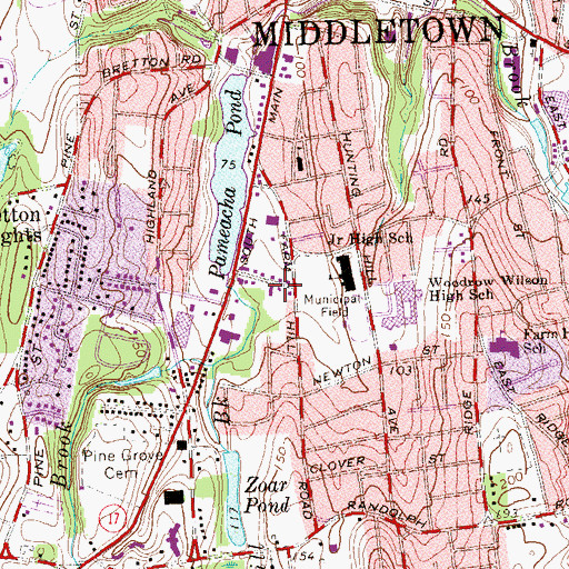 Topographic Map of New Jerusalem Baptist Church, CT