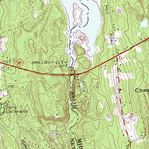 Topographic Map of Ninevah Bridge, CT