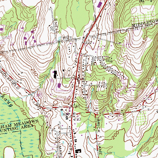 Topographic Map of Notre Dame Church, CT