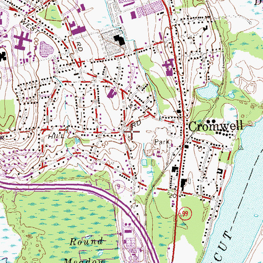 Topographic Map of Old Burying Ground Cemetery, CT
