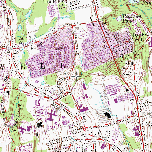Topographic Map of Old Center Cemetery, CT