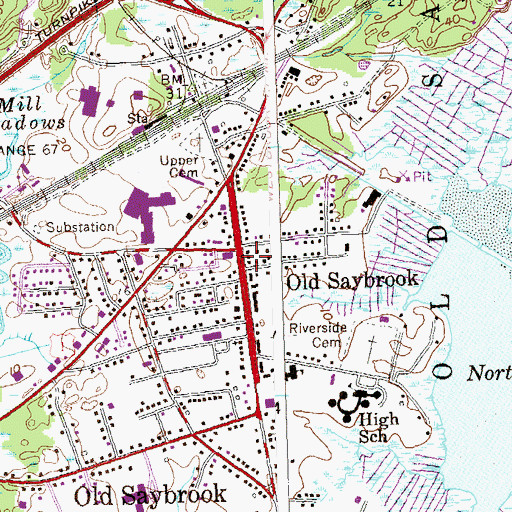 Topographic Map of Old Saybrook Chamber of Commerce, CT