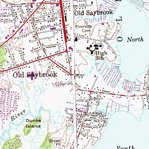Topographic Map of Old Saybrook Historical Society Building, CT