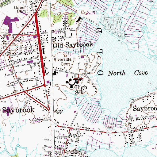 Topographic Map of Old Saybrook Middle School, CT