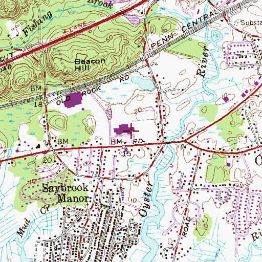 Topographic Map of Old Saybrook Senior High School, CT