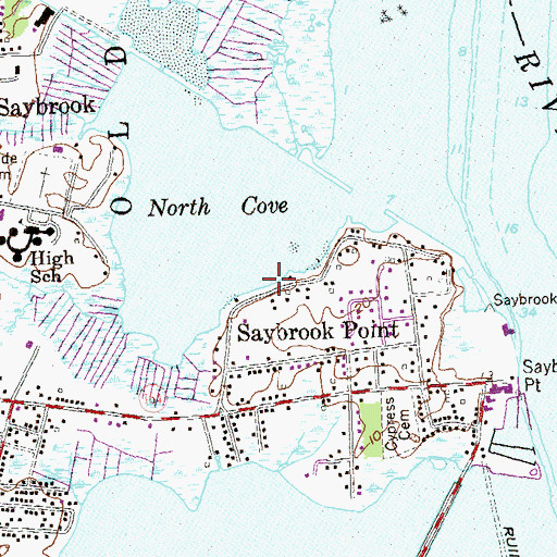 Topographic Map of Old Saybrook Town Boat Landing, CT