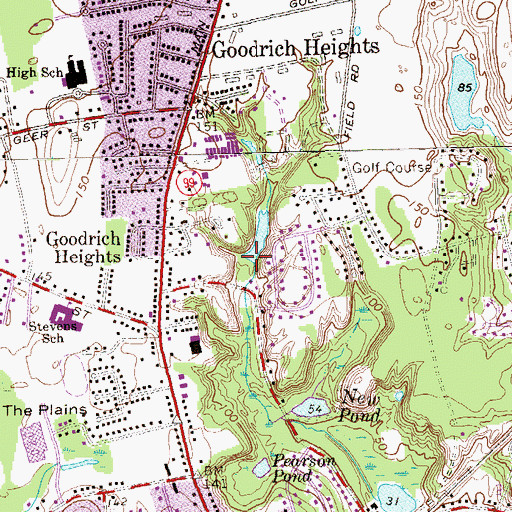 Topographic Map of Players Club, CT