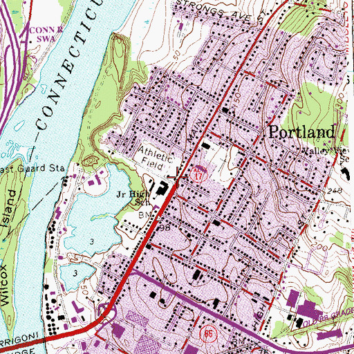 Topographic Map of Portland Post Office, CT