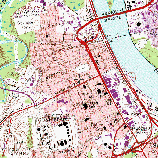 Topographic Map of Prayer Mission Church of God, CT