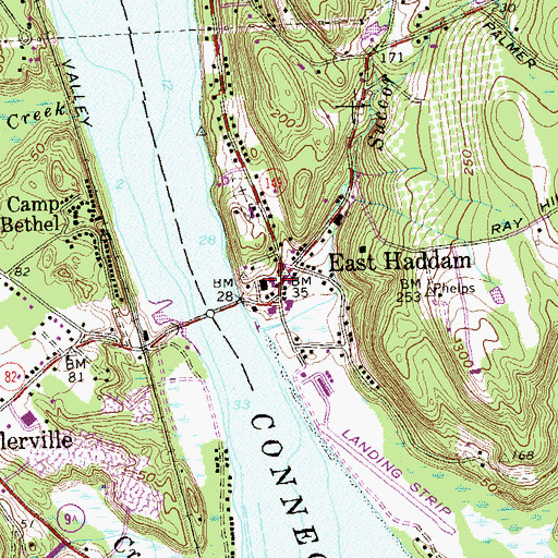 Topographic Map of Rathbun Free Memorial Library, CT