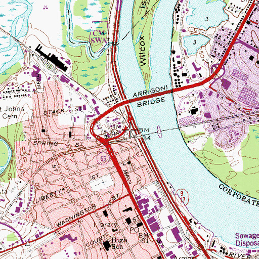 Topographic Map of Riverside Cemetery, CT
