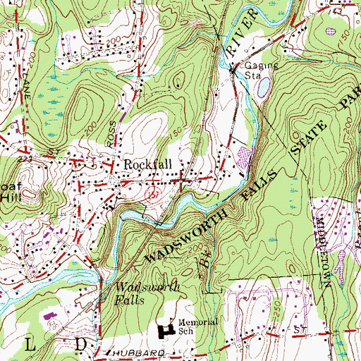Topographic Map of Rockfall Post Office, CT