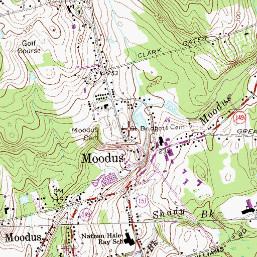 Topographic Map of Saint Bridget of Kildare Church, CT
