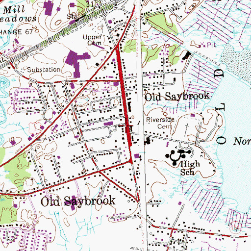 Topographic Map of Saint Johns Roman Catholic Church, CT