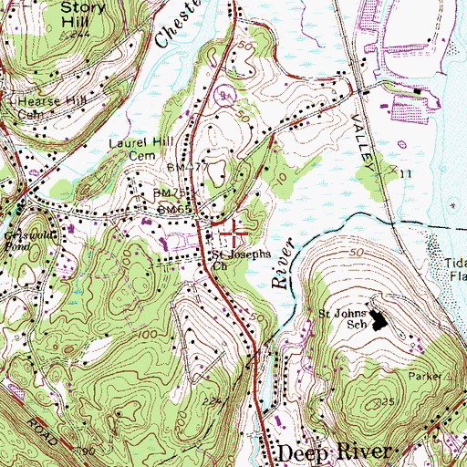 Topographic Map of Saint Joseph Cemetery, CT