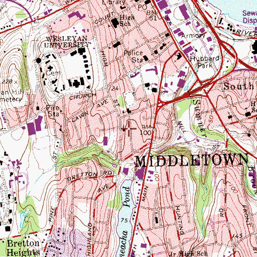 Topographic Map of Saint Paul Lutheran Church, CT