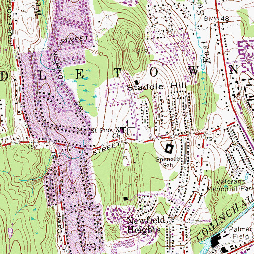 Topographic Map of Saint Pius X School of Religion, CT