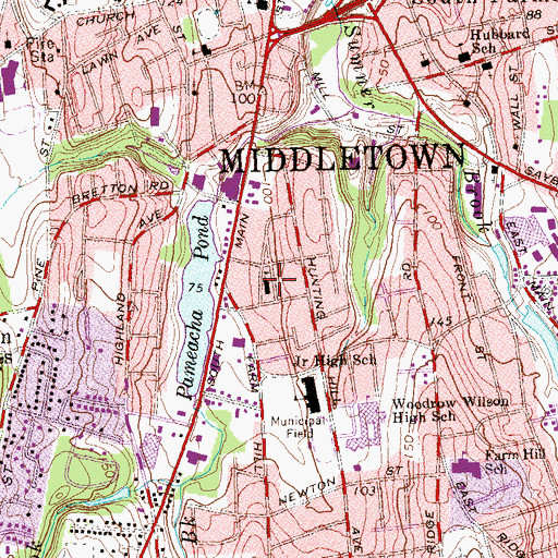 Topographic Map of Saint Sebastian School, CT