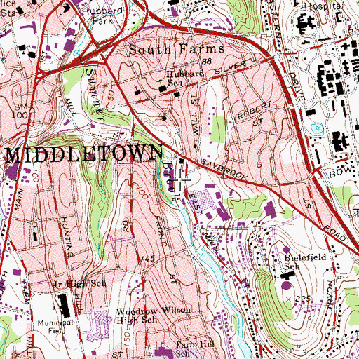 Topographic Map of Sanseer Mill (historical), CT