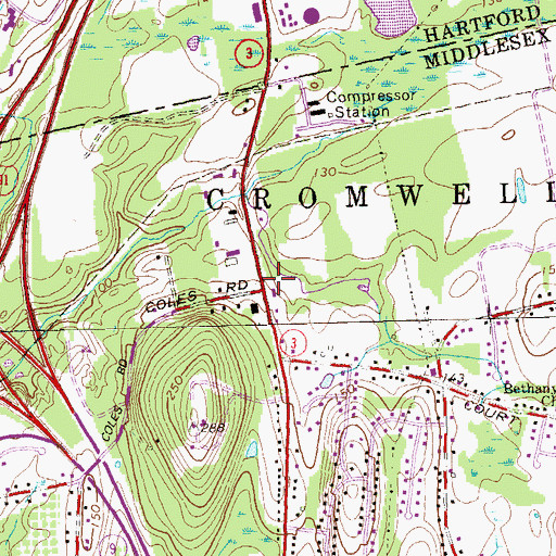 Topographic Map of Sara Courtney Baker Plaza Shopping Center, CT