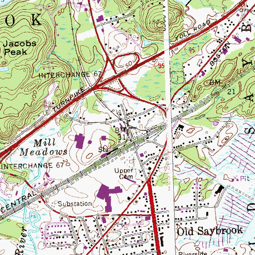 Topographic Map of Saybrook Station (historical), CT