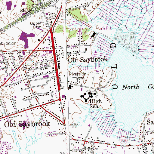 Topographic Map of Saybrook Village, CT