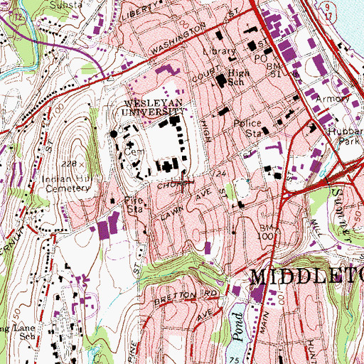 Topographic Map of Science Library, CT
