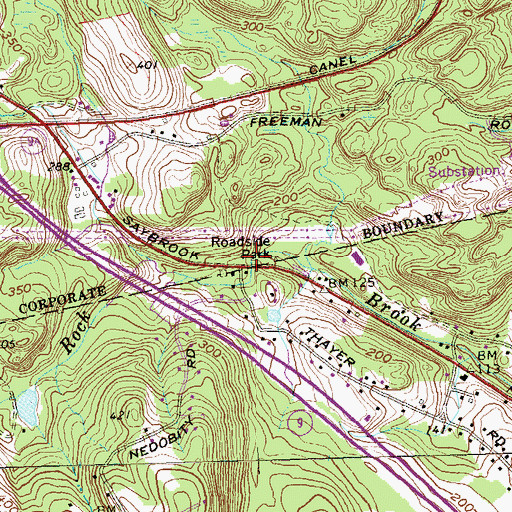 Topographic Map of Seven Falls Highway Park, CT