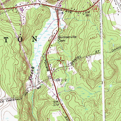 Topographic Map of Skinnerville, CT
