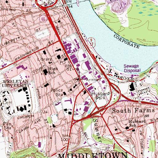 Topographic Map of South Congregational Church, CT
