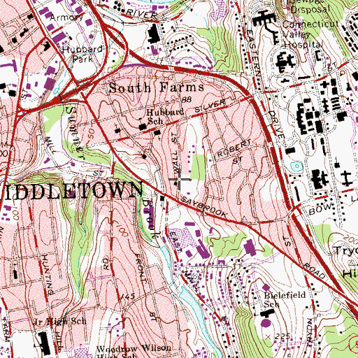 Topographic Map of South United Methodist Church, CT