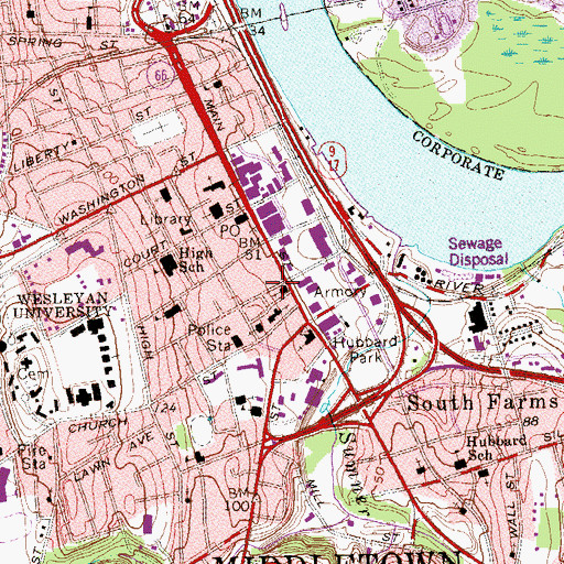 Topographic Map of Spear Park, CT