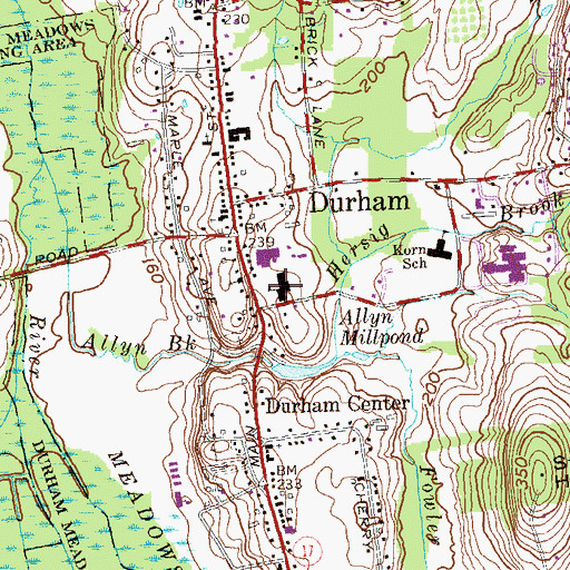 Topographic Map of Strong School, CT