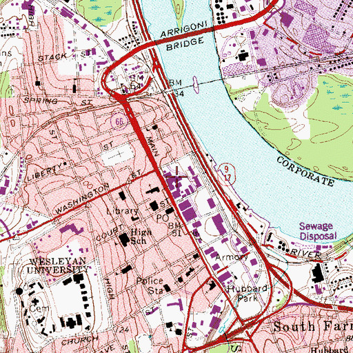 Topographic Map of The Clock Tower Shopping Center, CT