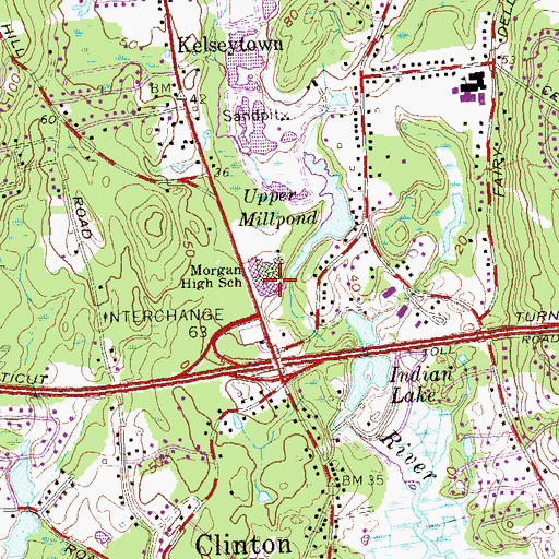 Topographic Map of The Morgan High School, CT