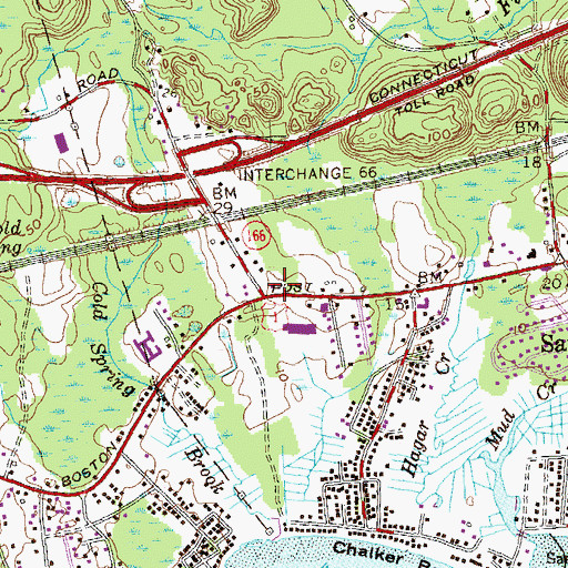 Topographic Map of Towne Center Plaza Shopping Center, CT