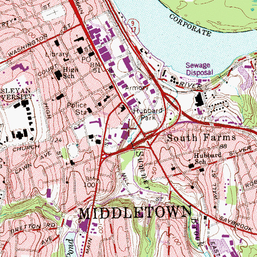 Topographic Map of Tremaine Library, CT