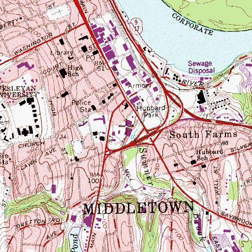 Topographic Map of Union Green, CT