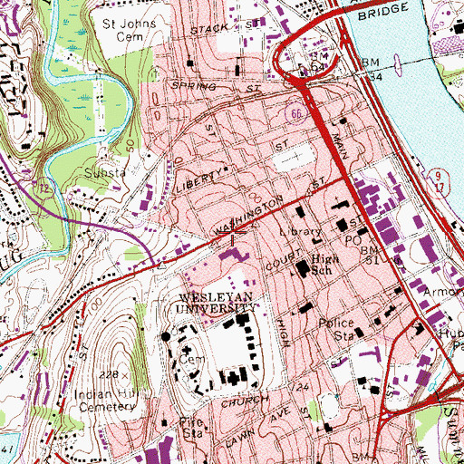 Topographic Map of Washington Square, CT