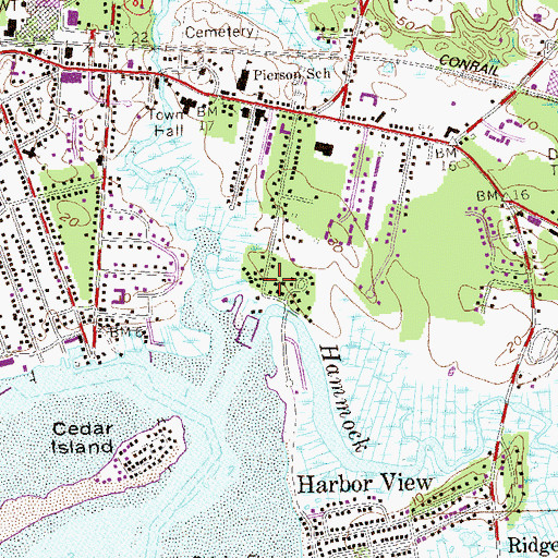 Topographic Map of Waterside (historical), CT