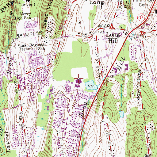 Topographic Map of Wesley School, CT