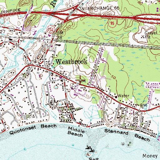 Topographic Map of Westbrook Information Center, CT