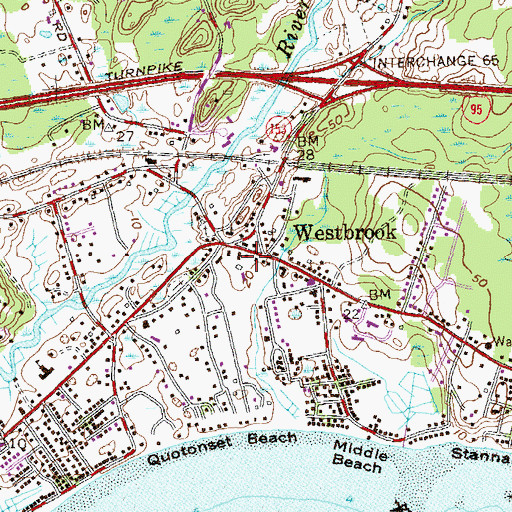 Topographic Map of Westbrook Public Library, CT