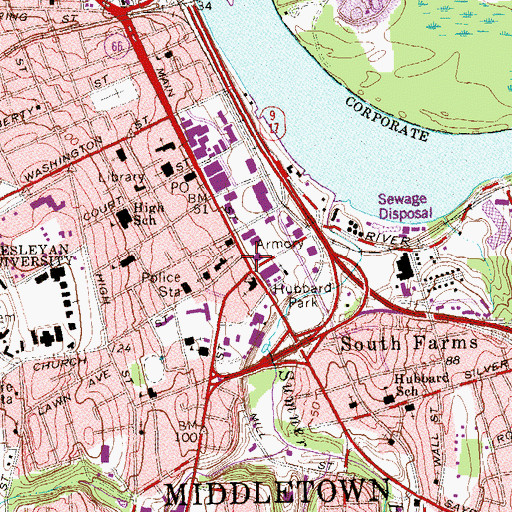Topographic Map of Wilcox College of Nursing, CT